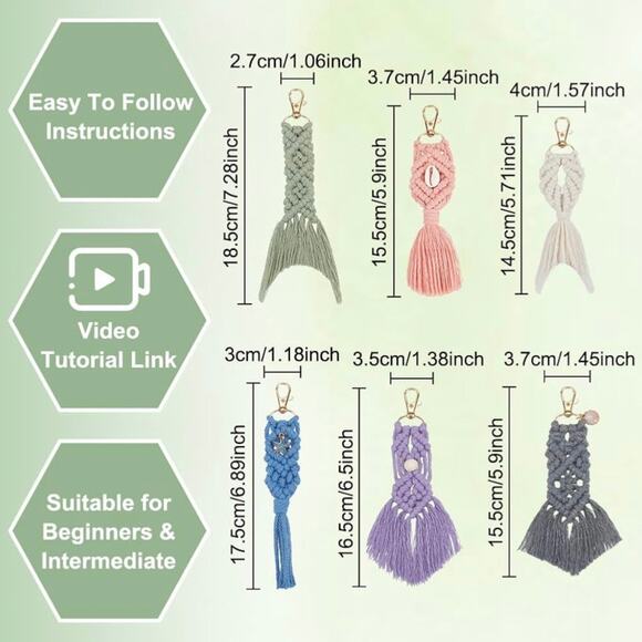 New DIY Seashell Macrame Keychain Kit for Beginners - Picture 3 of 7